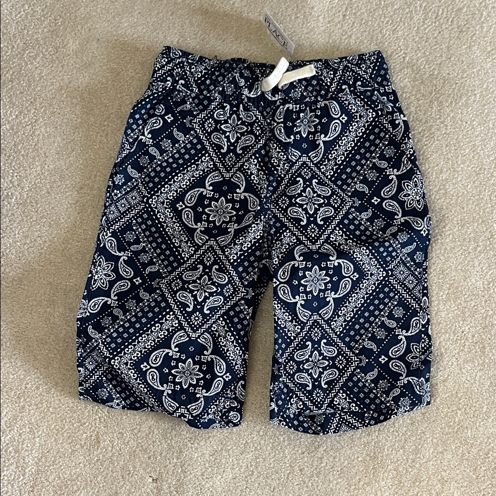Place Navy Blue Bandana Print Kids Shorts